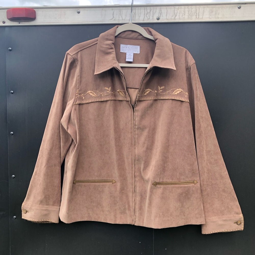 Maggie McNaughton Faux Suede Embroidered Jacket